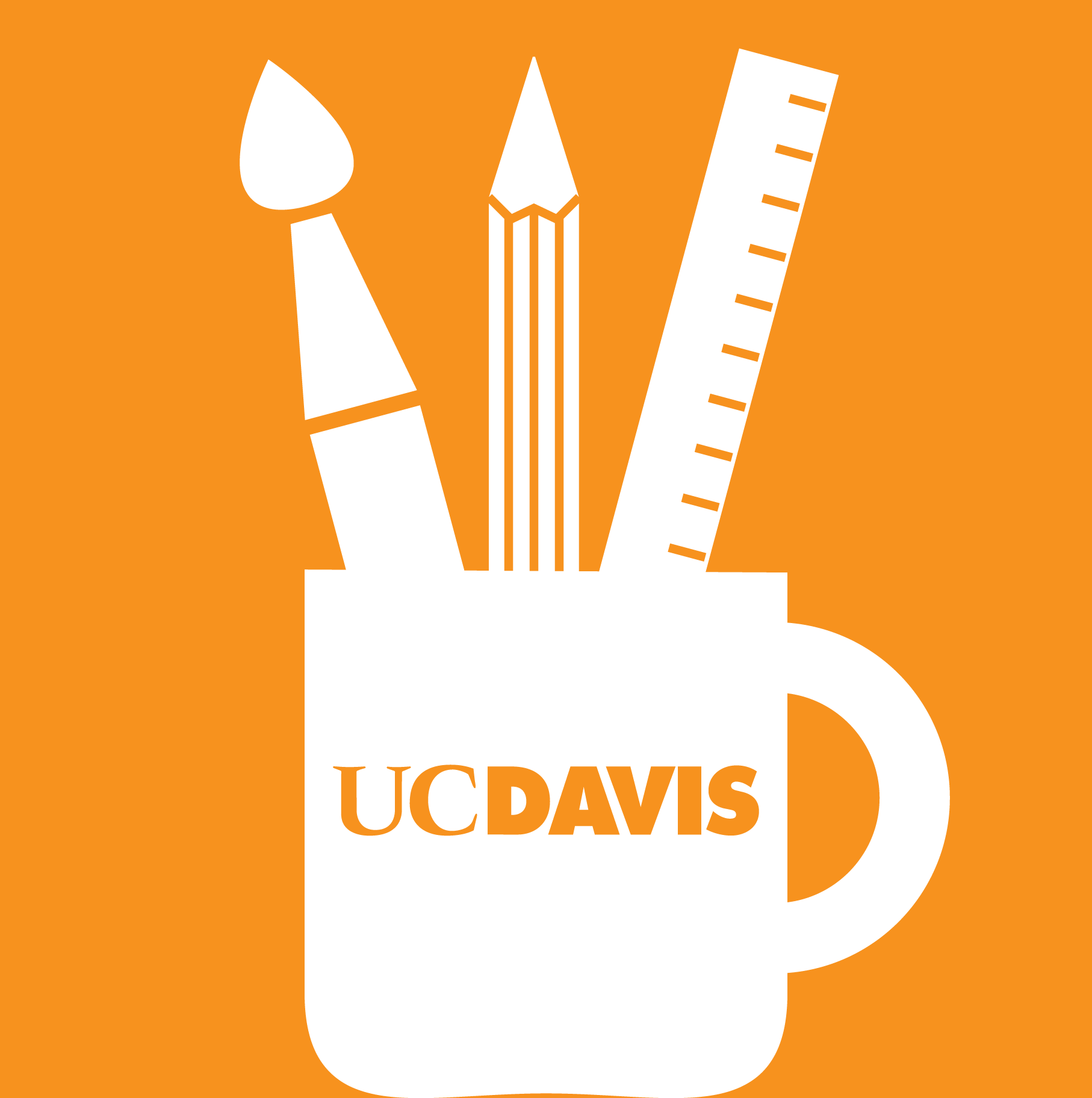 Orange UC Davis mug with tools