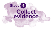 In purple, the text reads Stage 4 collect evidence